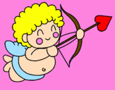 Disegno Cupido  pitturato su fata