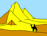 Disegno Paesaggio con le piramidi  pitturato su letizia
