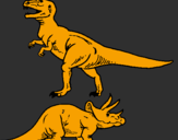 Disegno Triceratops e Tyrannosaurus Rex pitturato su alessandro df
