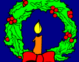 Disegno Corona augurale con una candela pitturato su nives