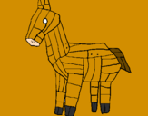Disegno Cavallo di Troia pitturato su davide