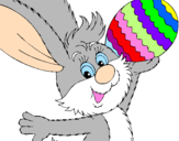 Disegno Coniglio e uovo di Pasqua II pitturato su mara