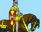 Disegno Cavaliere a cavallo pitturato su rodrigo