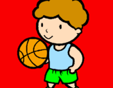Disegno Giocatore di pallacanestro  pitturato su dorina
