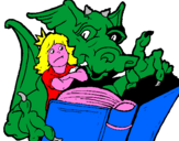 Disegno Drago, ragazza e libro pitturato su mattia99
