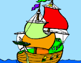 Disegno Barca  pitturato su davide
