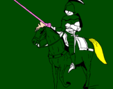Disegno Cavallerizzo a cavallo  pitturato su achille