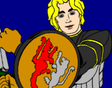 Disegno Cavaliere dallo scudo con leoni  pitturato su enrico