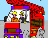 Disegno Camion dei Pompieri  pitturato su bisonte simo