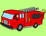 Disegno Pompieri sul camion  pitturato su nicola