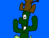 Disegno Cactus con il cappello  pitturato su gabri 98
