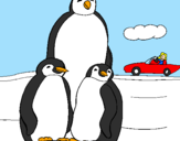 Disegno Famiglia pinguino  pitturato su alessio