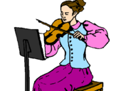 Disegno Dama violinista  pitturato su benni