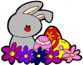 Disegno Coniglietto di Pasqua  pitturato su annagiulia