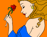 Disegno Principessa con una rosa pitturato su ANDREAT