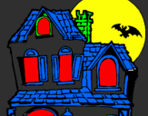 Disegno La Casa del mistero  pitturato su VALERIO 6 ANNI