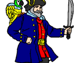 Disegno Pirata con il pappagallo  pitturato su Capitano Uncino