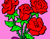 Disegno Mazzo di rose  pitturato su carlotta
