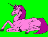 Disegno Unicorno seduto  pitturato su rebecca andretta