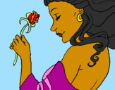 Disegno Principessa con una rosa pitturato su Federica Fetta