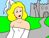 Disegno Principessa e castello  pitturato su katya