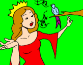 Disegno Principessa che canta pitturato su ukj