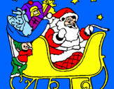 Disegno Babbo Natale alla guida della sua slitta pitturato su MV