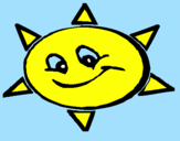Disegno Sole sorridente  pitturato su rachele