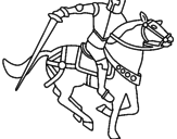 Disegno Cavaliere a cavallo IV pitturato su cavaliere spada galoppo