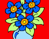 Disegno Vaso di fiori  pitturato su giulia