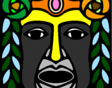 Disegno Maschera Maya pitturato su sara