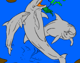 Disegno Delfini che giocano  pitturato su giovanni