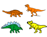 Disegno Dinosauri di terra  pitturato su matteo