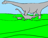 Disegno Famiglia di Brachiosauri  pitturato su andrea