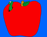 Disegno Vermiciattolo nella frutta  pitturato su andrea