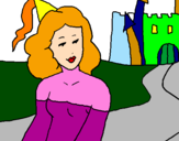 Disegno Principessa e castello  pitturato su sofia