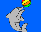 Disegno Delfino con una palla  pitturato su Alberto