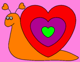 Disegno Lumachina cuore  pitturato su giulia