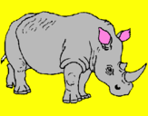Disegno Rinoceronte  pitturato su Raffaele