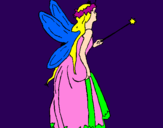 Disegno Fata con una lunga chioma  pitturato su lili