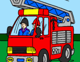 Disegno Camion dei Pompieri  pitturato su Luca