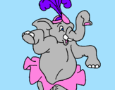 Disegno Elefante che balla  pitturato su sara