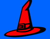 Disegno Cappellone da strega pitturato su laura
