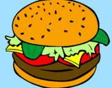 Disegno Hamburger completo  pitturato su sandra