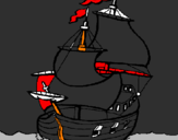 Disegno Barca  pitturato su adam