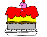 Disegno Torta di compleanno  pitturato su ANDREA