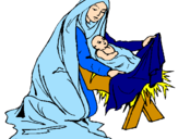 Disegno Nascita di Gesù Bambino pitturato su nisina