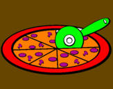 Disegno Pizza pitturato su deborah