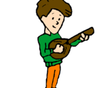 Disegno Ragazzo con il mandolino  pitturato su filo