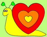 Disegno Lumachina cuore  pitturato su marti 2003
